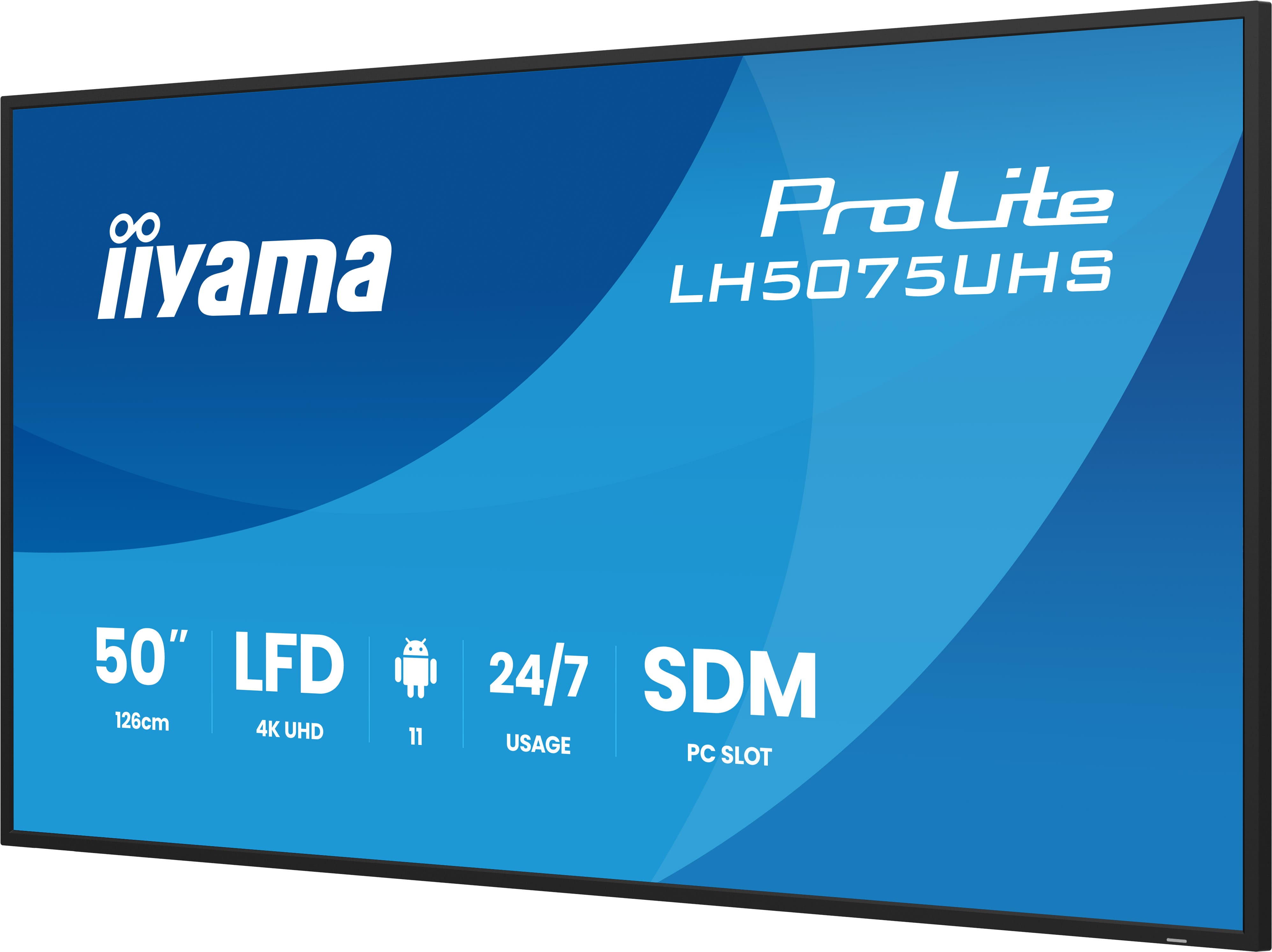 Iiyama ProLite LH5075UHS-B2AG | 50" 4K Werbedisplay – 500 cd/m², Android, 24/7, SDM-Slot