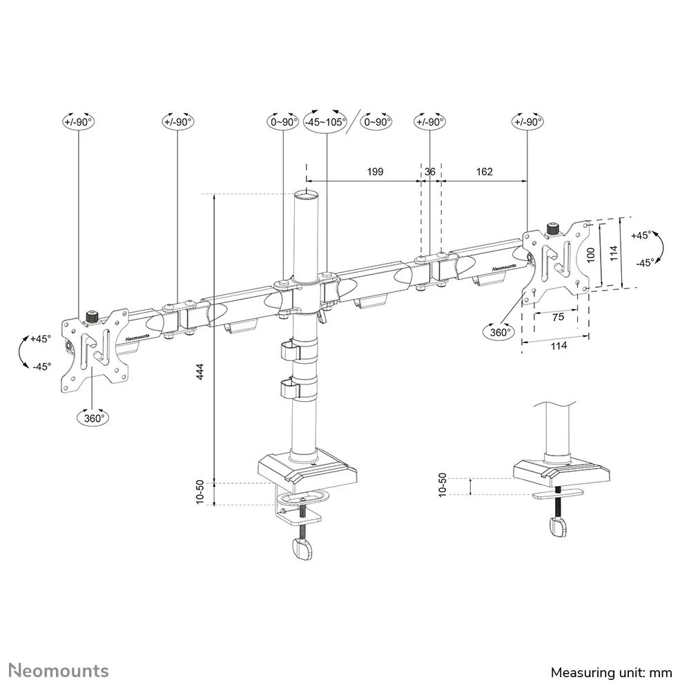 Neomounts DS60-600BL2 | 2x 10" - 32"