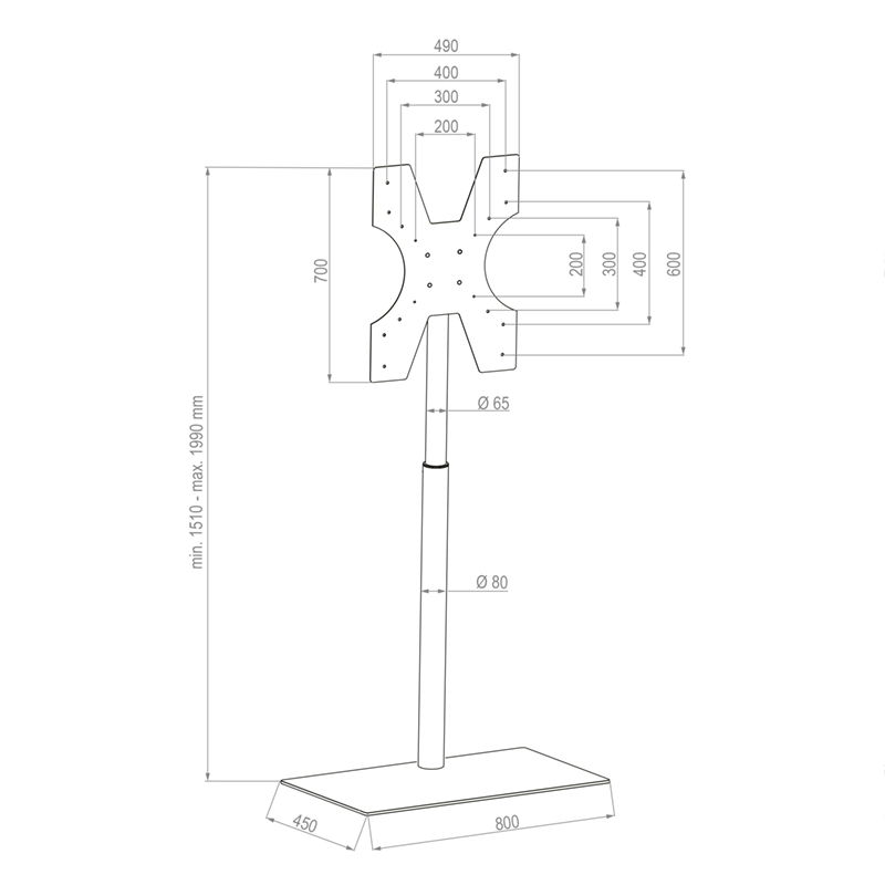 Hagor Braclabs-Stand Floorbase  | 40" - 55" freistehendes Standsystem