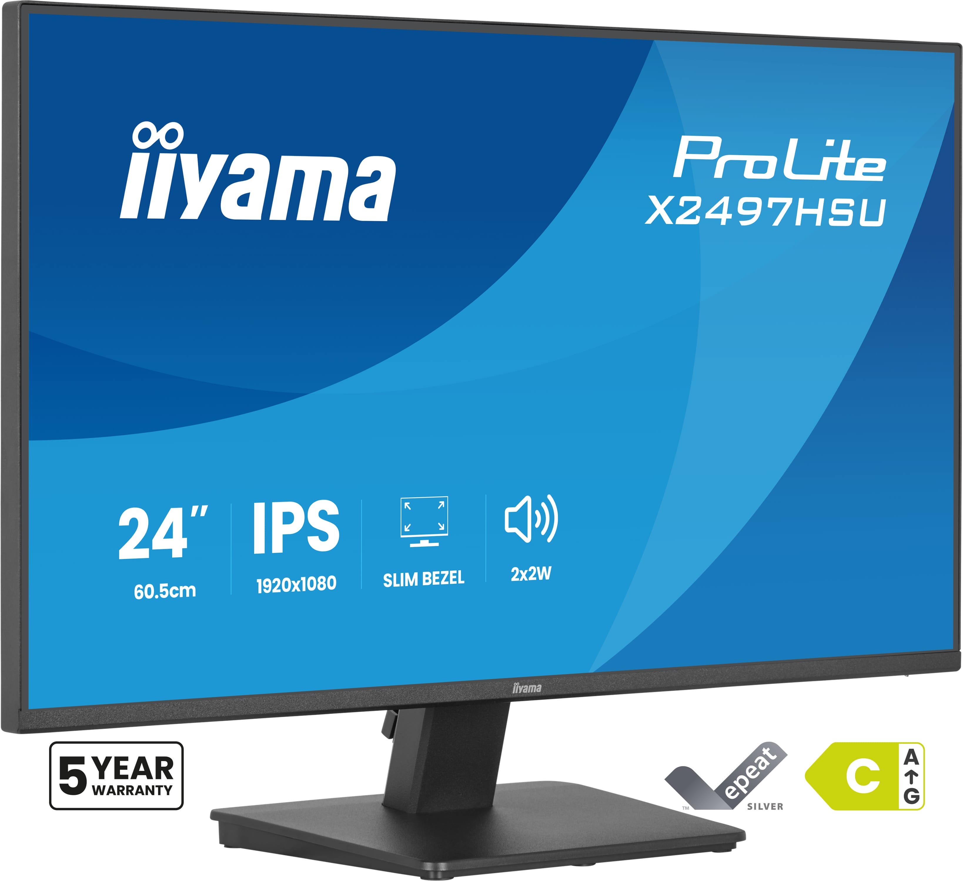 Iiyama ProLite X2497HSU-B1 | 24" Full HD ergonomischer Büro & Homeoffice Bildschirm mit Eye Care Technologie