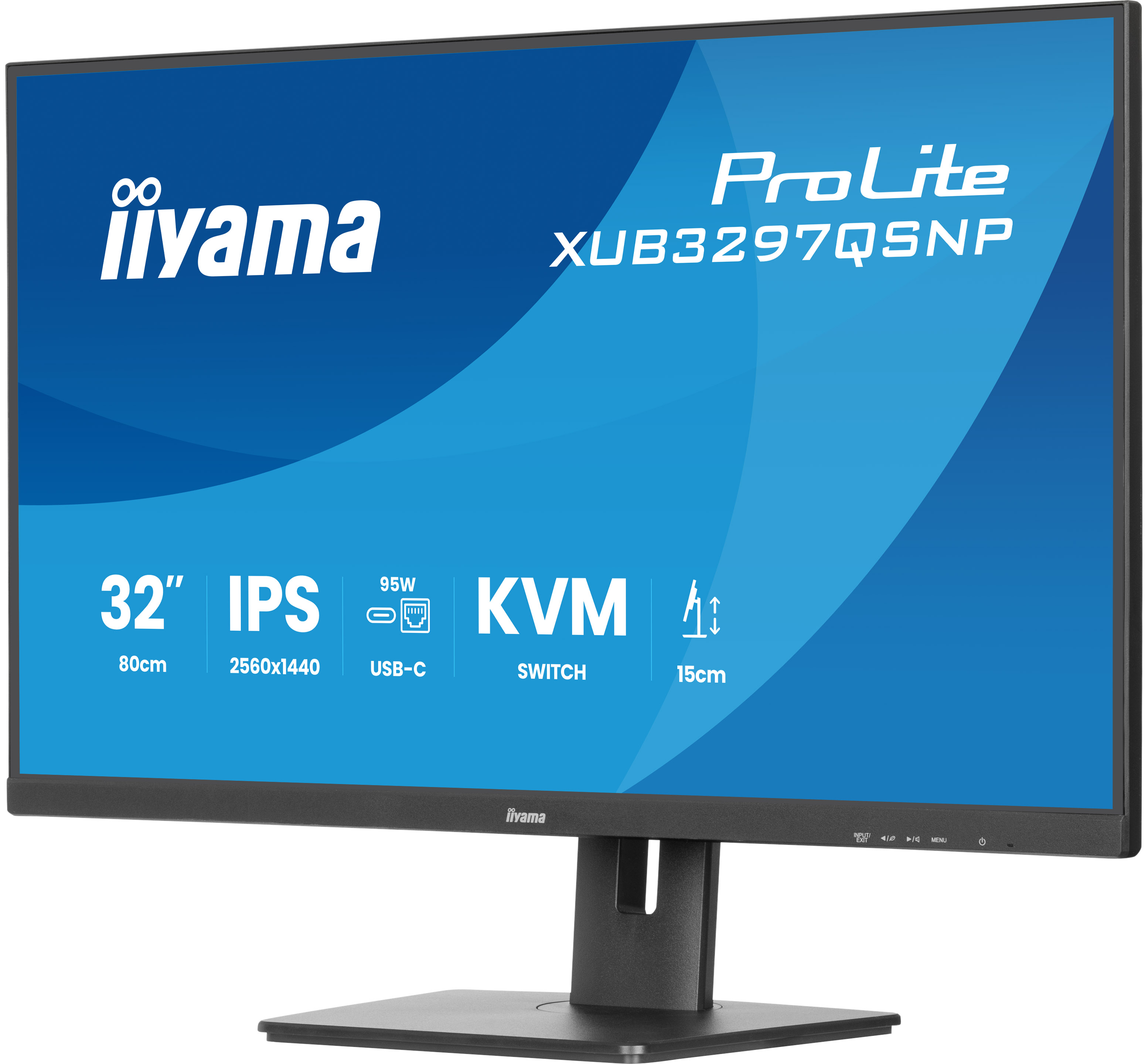 Iiyama ProLite XUB3297QSNP-B1 | 32" QHD Business-Monitor – IPS-Display, USB-C Docking, KVM & LAN 