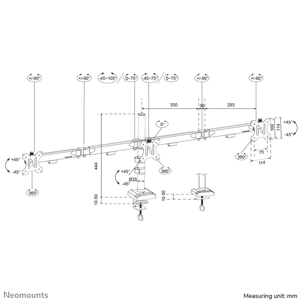 Neomounts DS60-600BL3 | 3x 10"-32"