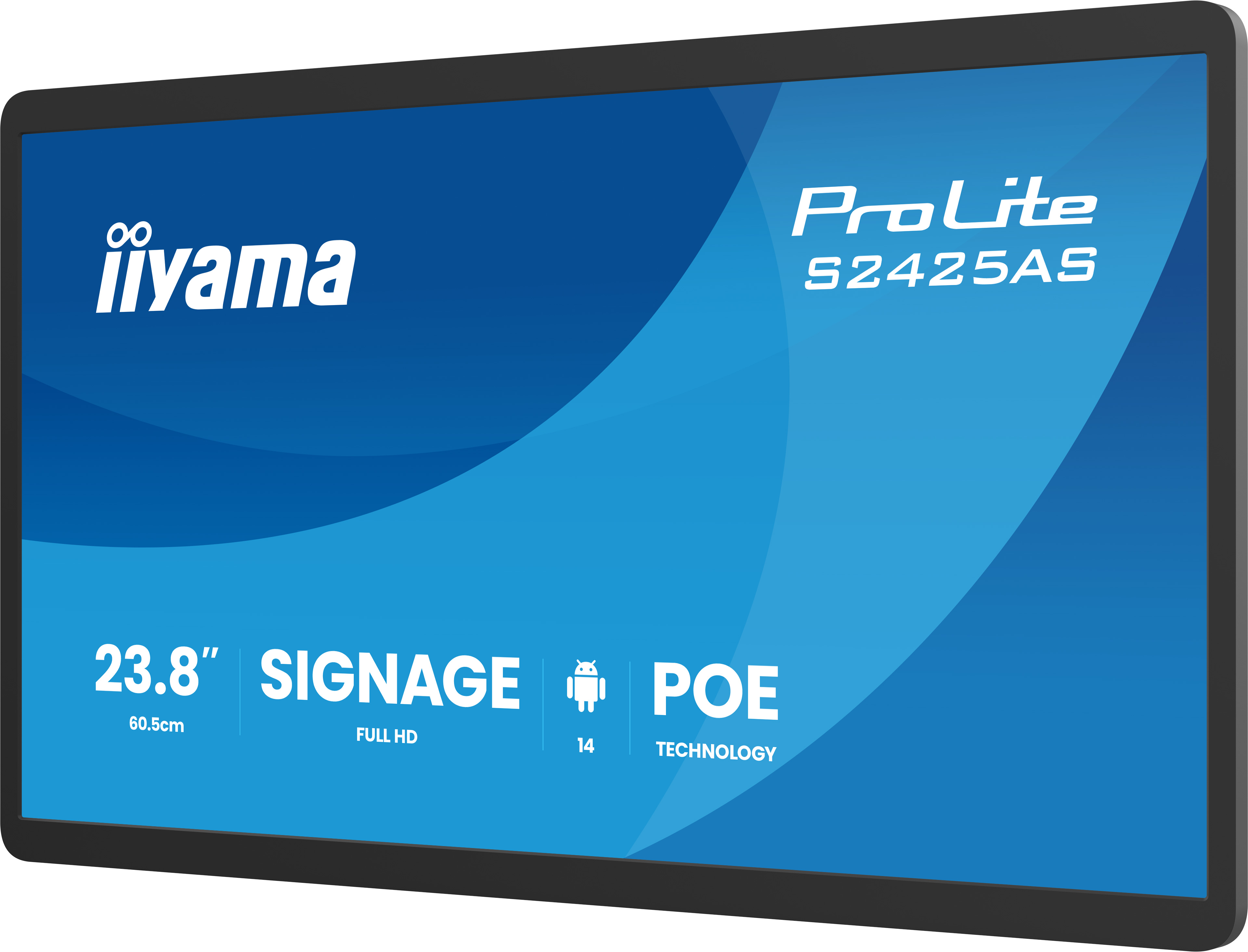 Iiyama ProLite S2425AS-B1P | 24" Full-HD IPS Signage Display für Einzelhandel, Supermärkte & PoE