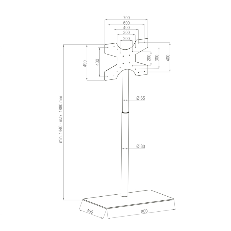 Hagor Braclabs-Stand Floorbase  | 40" - 55" freistehendes Standsystem