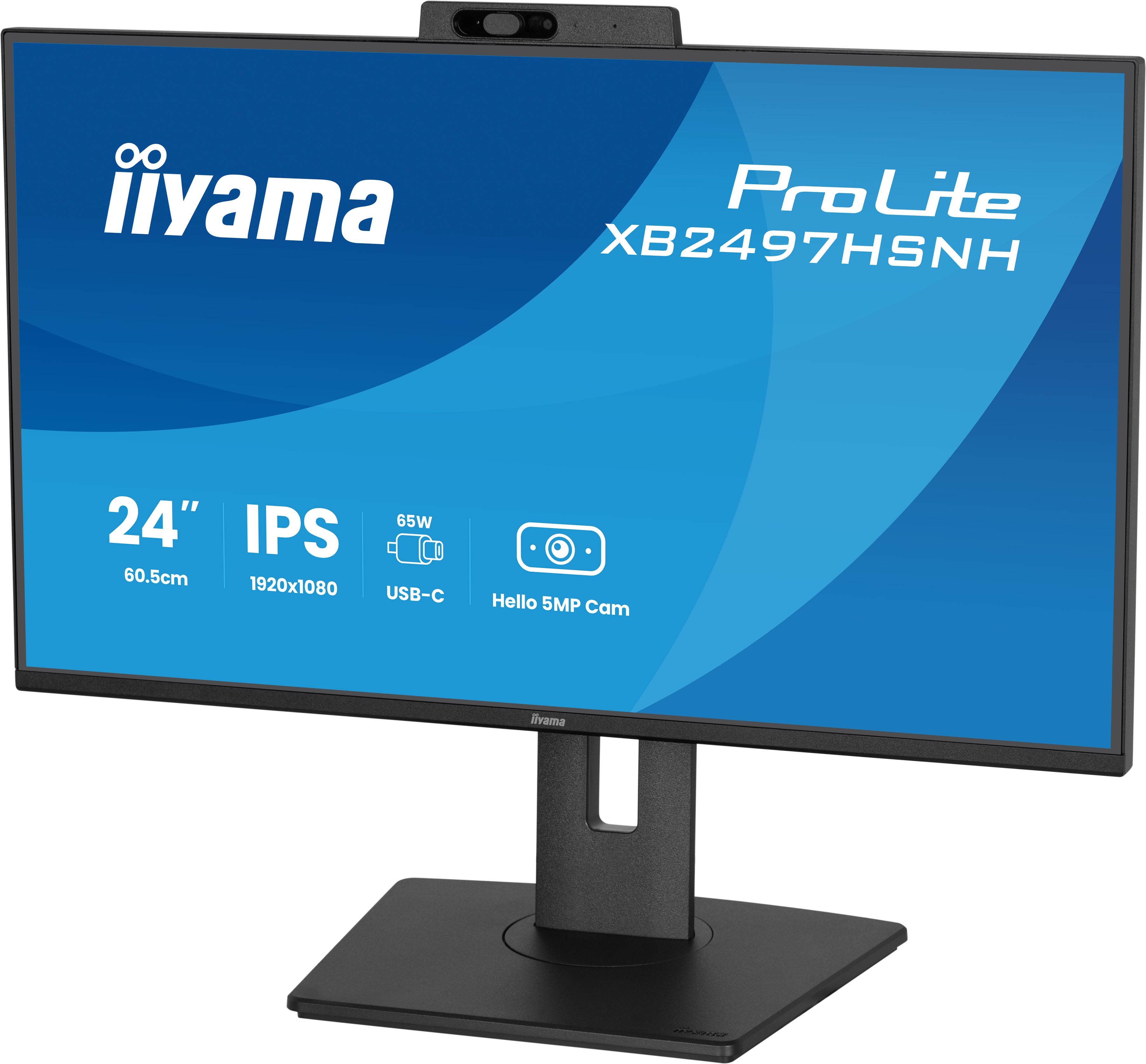 iiyama ProLite XB2497HSNH-B1 | 24" IPS Monitor Full HD 100Hz USB-C Dock Webcam LAN ergonomisch