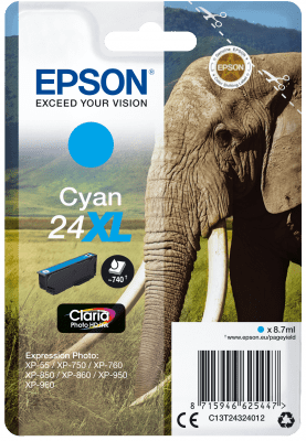 Tinte Epson C13T24324012 XL 740 Seiten Cyan