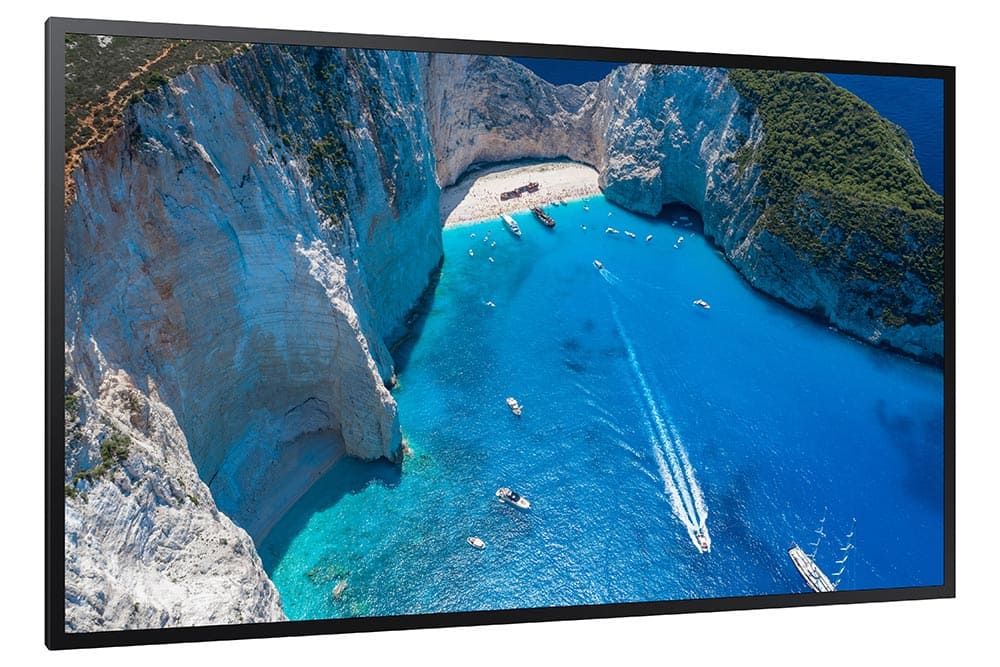 Komplettset Samsung OM75A Schaufenster Display | 75" (190cm) | Smart Signage Display | inkl. Deckenhalterung von Hagor (Portrait)