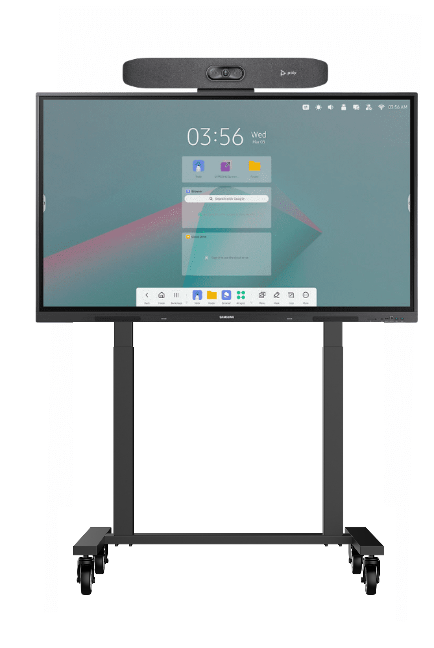 Komplettlösung Samsung WA65C | 65" | in­ter­ak­ti­ves Whiteboard inkl. Android + Poly R30 + Rollwagen