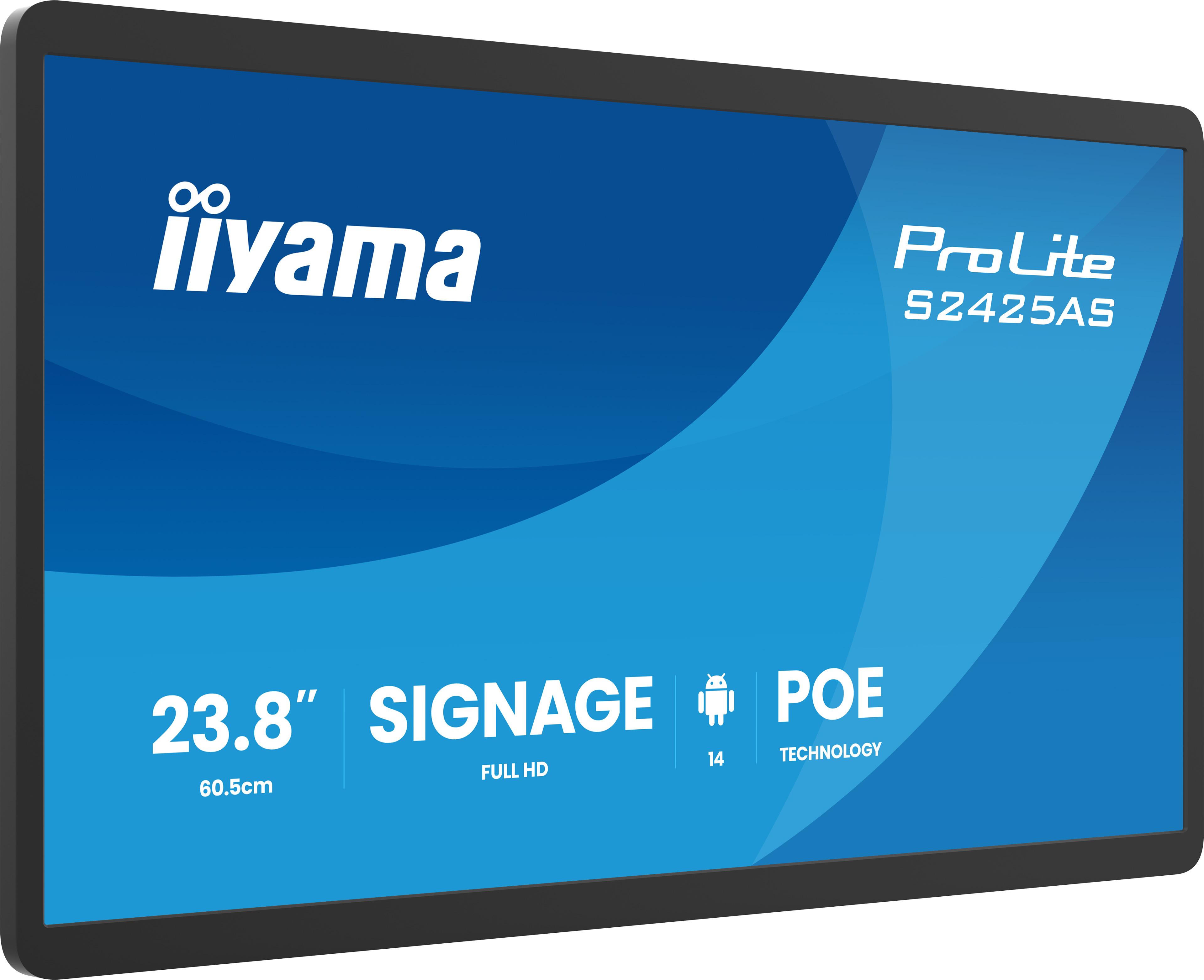 Iiyama ProLite S2425AS-B1P | 24" Full-HD IPS Signage Display für Einzelhandel, Supermärkte & PoE