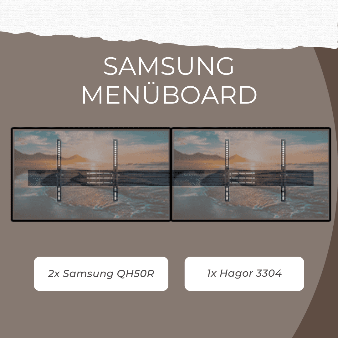 Komplettset 2x Samsung QH50R inkl. Wandhalterung Hagor 3304 | montagefertiges Menüboard