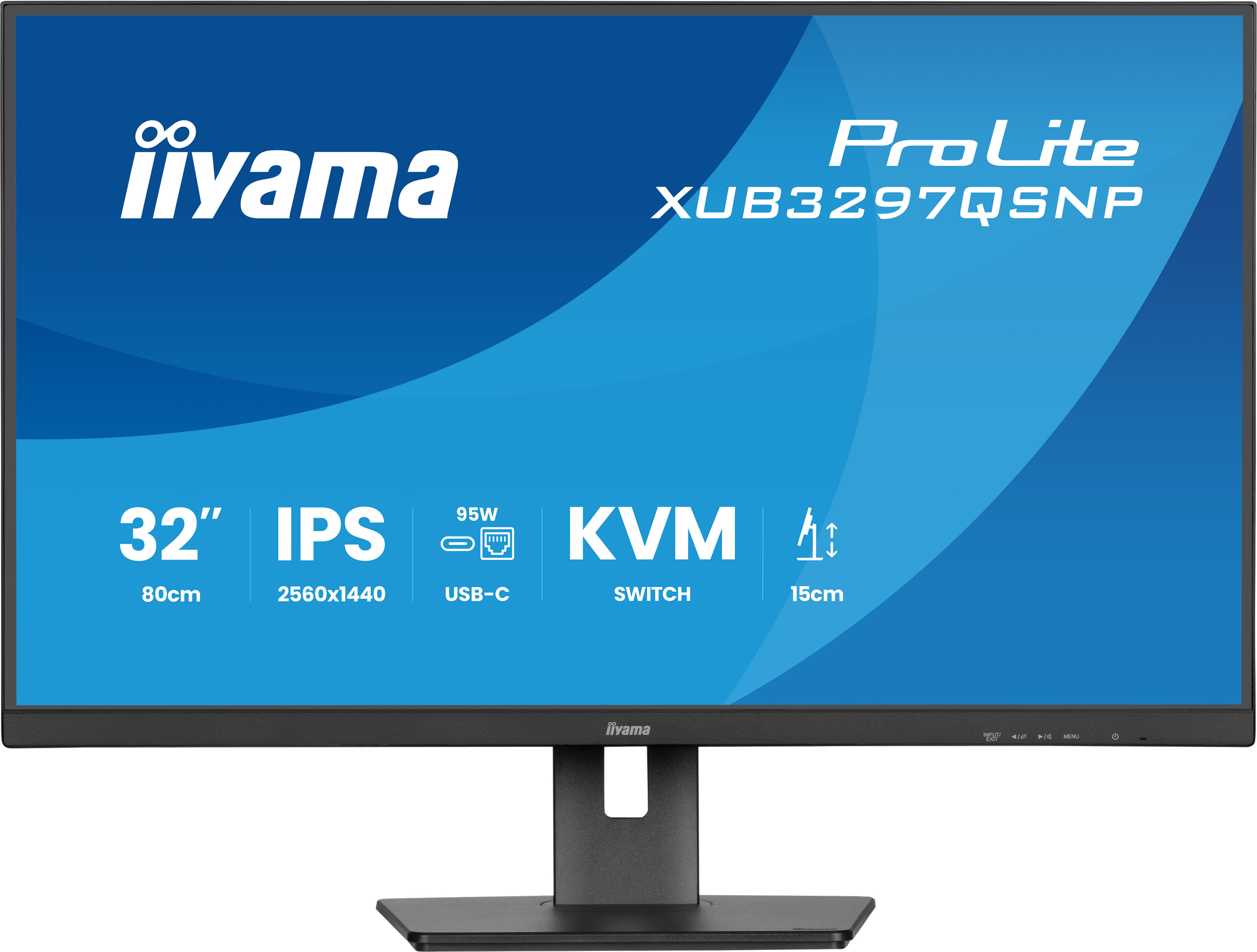 Iiyama ProLite XUB3297QSNP-B1 | 32" QHD Business-Monitor – IPS-Display, USB-C Docking, KVM & LAN 