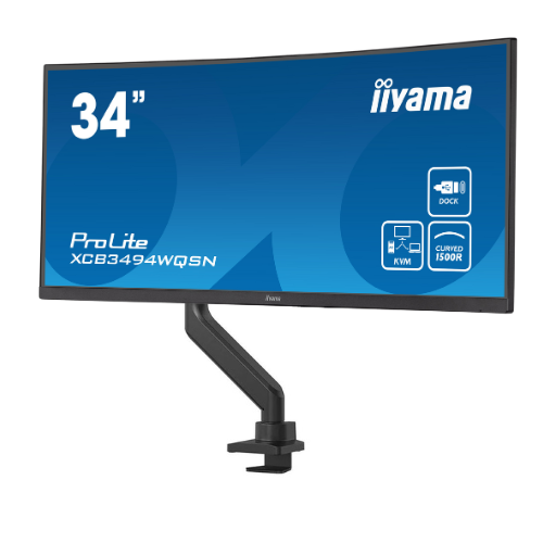 Iiyama ProLite XCB3494WQSN-B5 | 34" + Neomounts DS70-450BL1 vollbewegliche Tischhalterung