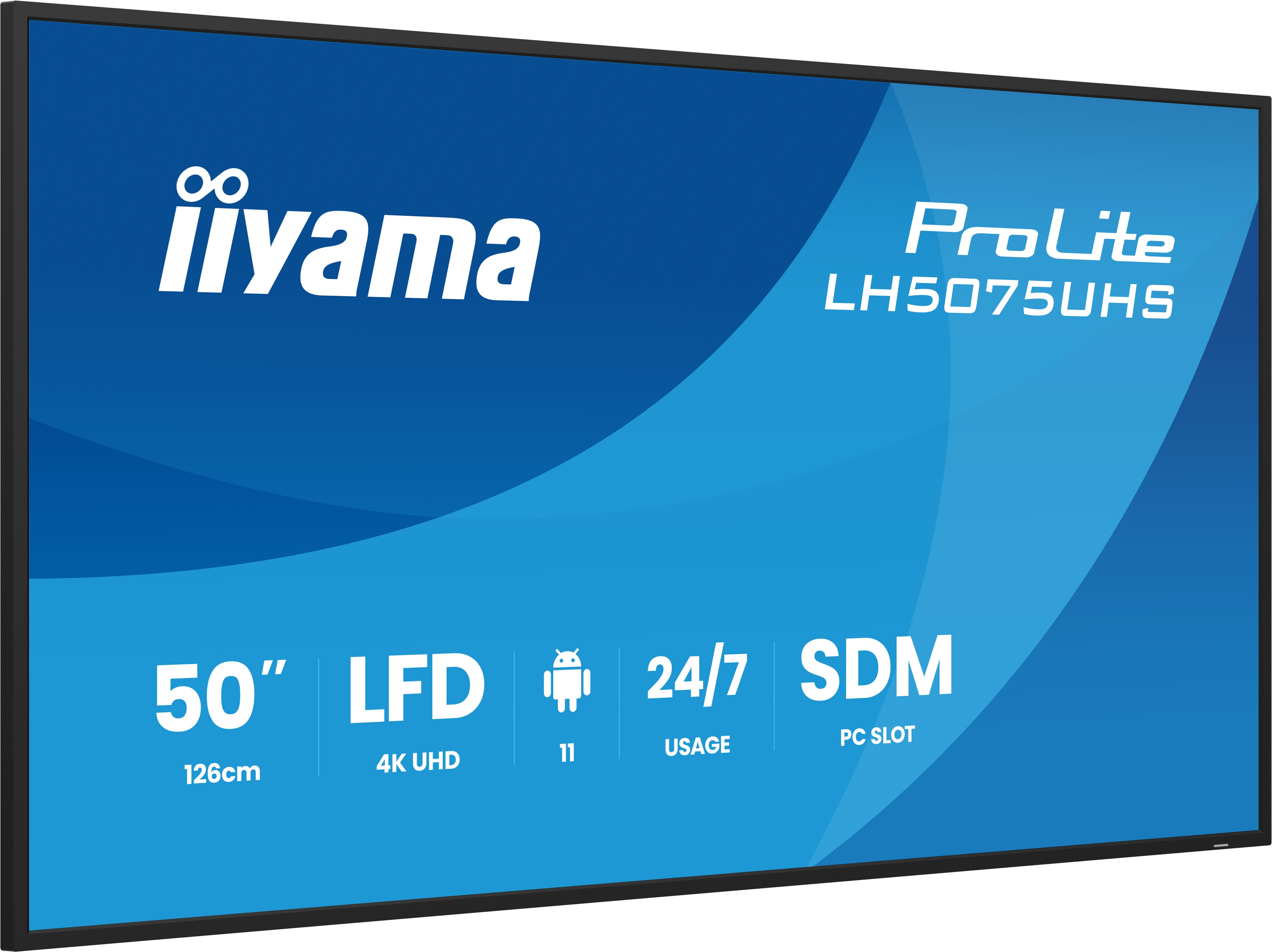 Iiyama ProLite LH5075UHS-B2AG | 50" 4K Werbedisplay – 500 cd/m², Android, 24/7, SDM-Slot