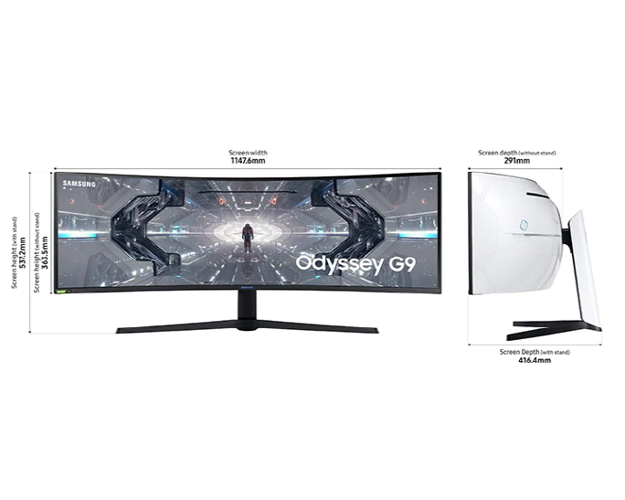 Samsung Odyssey Gaming Monitor | 49" (124cm) | Double QHD | 240Hz | HDR | QLED | G94TSSR