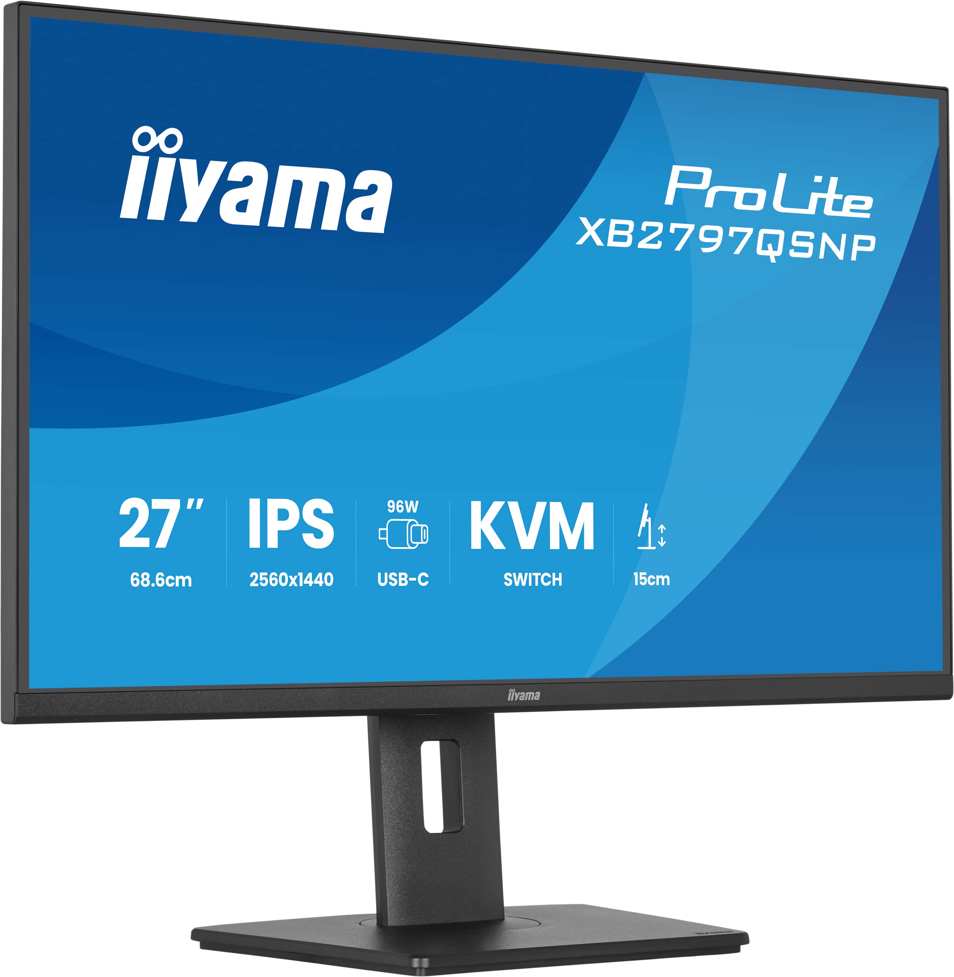 Iiyama ProLite XB2797QSNP-B1 | 27" QHD Business Monitor mit USB-C Docking, KVM Switch & Full Connectivity