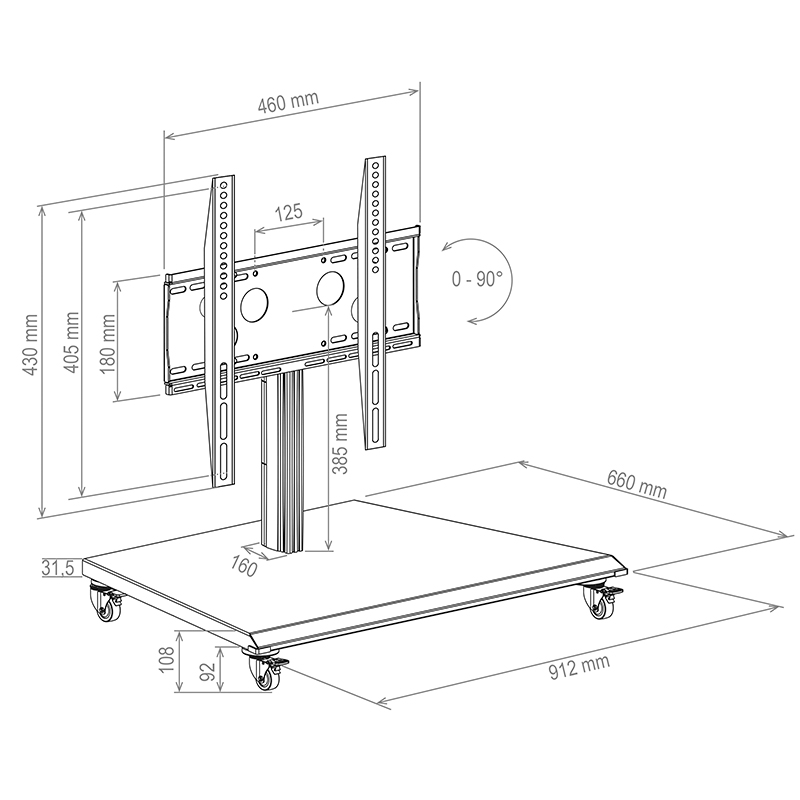 Hagor BrackIT Stand low tilt | 32" - 55" mobiles Standsystem mit Neigungseinstellung